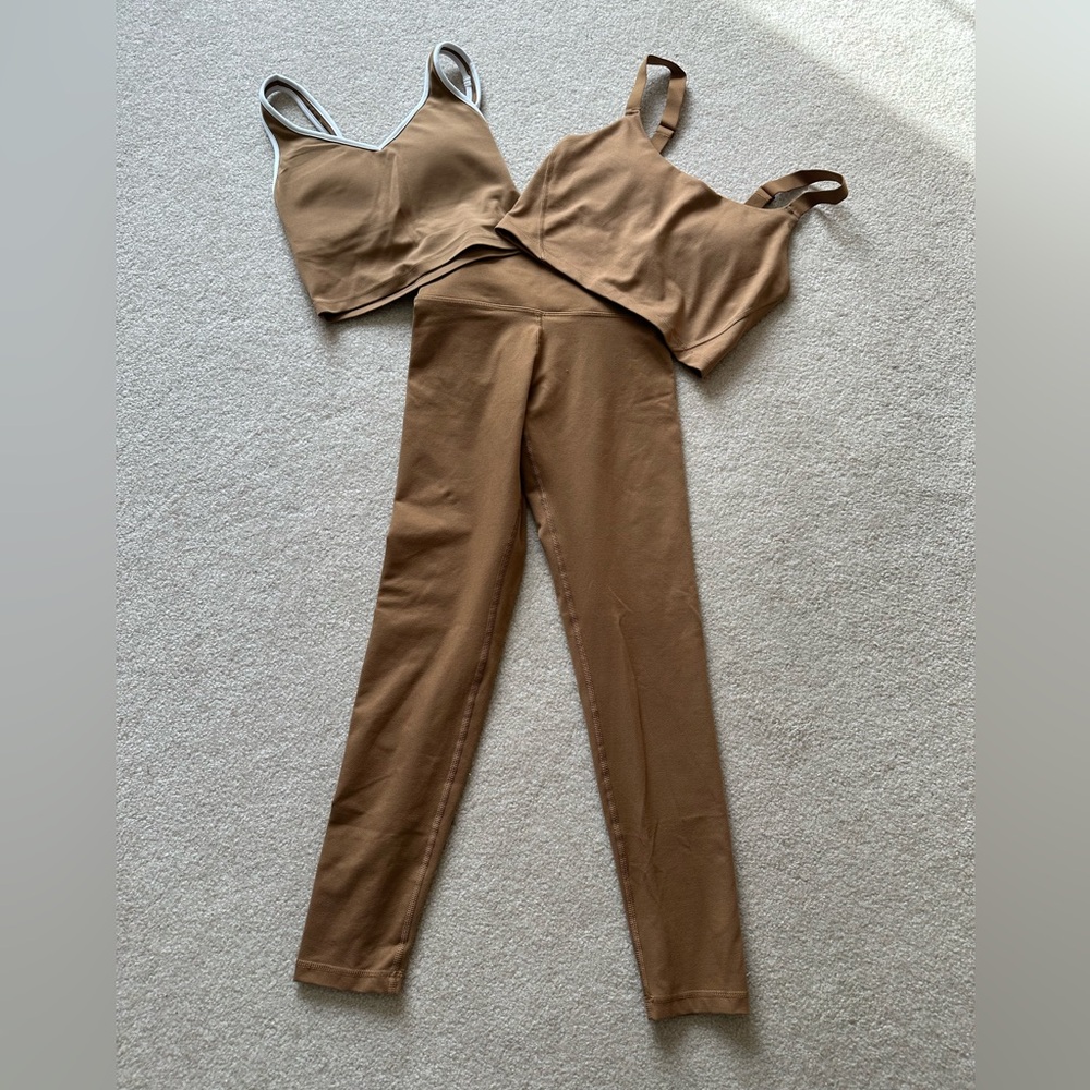 3pc set: Offline by Aerie Tan Sports Bra and high waist 7/8 leggings